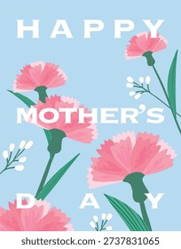 A beautiful vector illustration of pink carnations for a Mother's Day poster. Designed in a soft and elegant style, perfect for holiday greetings, event posters, and floral branding.