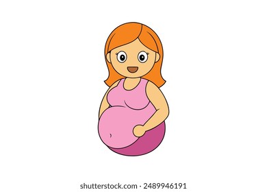 Beautiful vector illustration of a pregnant mother in cartoon, clipart, and line art styles