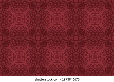 Beautiful vector illustration for saint valentines day with abstract colorful red tile seamless pattern