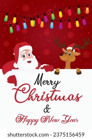 Beautiful vector illustration of Santa Claus with reindeer