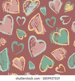 Beautiful Vector illustration. Seamless pattern with hearts. Background romantic design for greeting cards, invitations of the wedding, birthday, Valentine's Day, mother's day