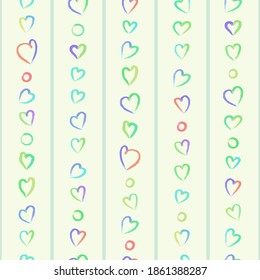 Beautiful Vector illustration. Seamless pattern with hearts. Background romantic design for greeting cards, invitations of the wedding, birthday, Valentine's Day, mother's day