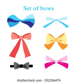 Beautiful vector illustration set of colorful bows