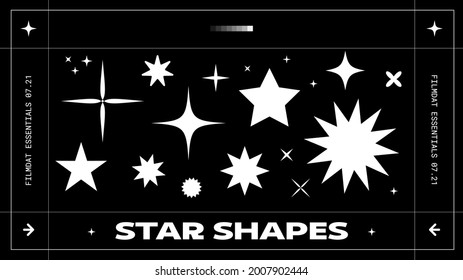 Bonito conjunto de ilustraciones vectoriales de diferentes formas STAR para presentaciones o diseños