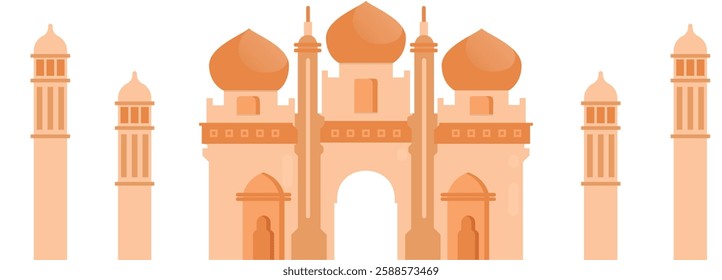 Beautiful vector illustration of the Taj Mahal, a famous Indian monument and UNESCO heritage site. Ideal for travel designs, cultural projects, architecture themes, and tourism-related artwork