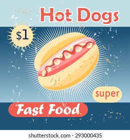 Beautiful vector illustration of a tasty hot dog