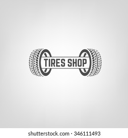Beautiful vector illustration of the tire shop logotype. Modern graphic style. Transportation automotive concept. Digital pictogram collection