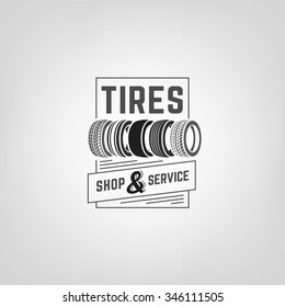 Beautiful vector illustration of the tire shop logotype. Modern graphic style. Transportation automotive concept. Digital pictogram collection