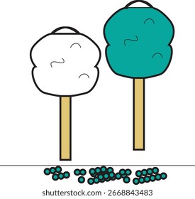 Beautiful vector illustration of trees designed in a clean and minimal style. This artwork features natural tree shapes that can be used in a wide variety of design projects.