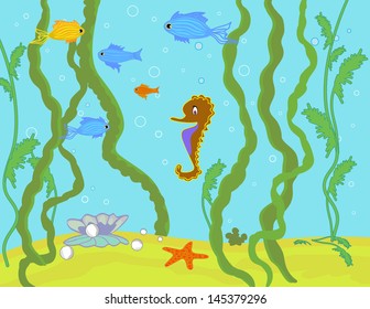 Beautiful vector illustration of the underwater world