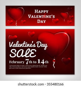 Beautiful vector illustration of the Valentines Sale banners. Romantic creative concept. Poster, postcard, flyer, advertisement or leaflet graphic background.