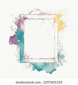 A Beautiful vector illustration of a vertical frame with abstract watercolor texture