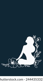 A beautiful vector illustration of a woman silhouette with a flower. Intricately combined with floral elements, creating a harmonious blend of human and nature.