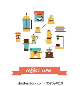 Beautiful vector illustration for your projects. Coffee, coffee drinks.City, cityscape, landscape. Couple, a date. Evening. Cafe, coffee shop. Coffee house. Barista. Flat design.