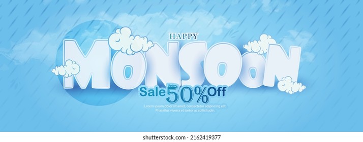 beautiful vector illustration,poster Monsoon Huge Offer or Sale for Monsoon season.
