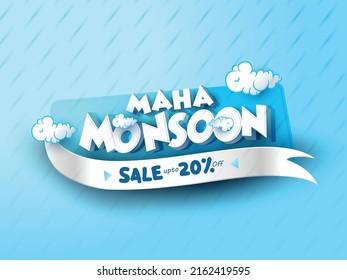 beautiful vector illustration,poster Monsoon Huge Offer or Sale for Monsoon season.
