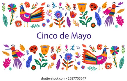 Beautiful vector illustrations with design for Mexican holiday 5 may Cinco De Mayo. Vector template with traditional Mexican symbols. Mexico illustrations