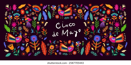 Beautiful vector illustrations with design for Mexican holiday 5 may Cinco De Mayo. Vector template with traditional Mexican symbols. Mexico illustrations