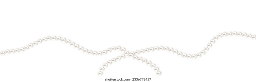 Hermosa imagen vectorial de hebras de perlas, collares en un fondo blanco. Hermoso collar de perlas. Joya. Decoración de cuentas. Ilustración vectorial. Fondo blanco. Borde.