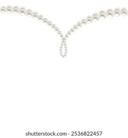 Beautiful vector image of strands of pearls, necklaces on a white background. Jewelry. Bead decoration. Vector illustration. White background. Border.