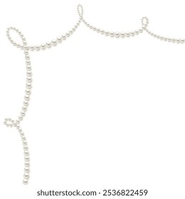 Bela imagem vetorial de fios de pérolas, colares em um fundo branco. Joias. Decoração de talão. Ilustração vetorial. Fundo branco. Fronteira.