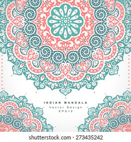 Beautiful Vector Indian floral ornament. Wedding Invitation. Greeting card