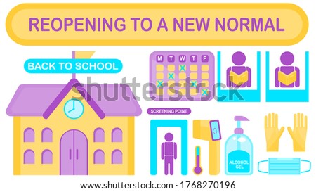 beautiful vector infographic concept strategy of Reopening to New Normal. about school. Back to school.