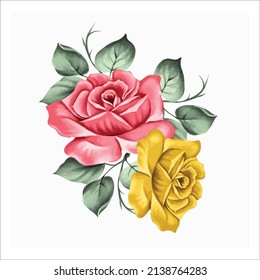Beautiful vector isolated roses flower bunch.