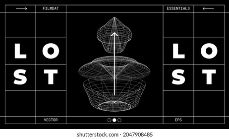 Beautiful vector Isometric 3D Wireframe Space shapes template for graphic design or animation