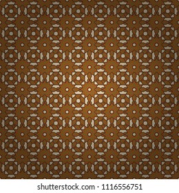 Beautiful vector kaleidoscope seamless pattern. Seamless texture in beige, orange and brown colors. Abstract kaleidoscope background. Unique kaleidoscope design. Multicolor mosaic texture.