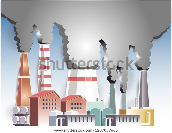 Beautiful Vector Landscape Toxinssmoke Factory Global Stock Vector ...