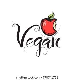 Beautiful vector lettering, lettering Vegan

