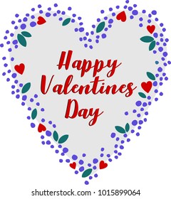 beautiful vector of loft heart shape ribbon with dots, hearts, leafs and text happy valentines day. great poster for valentines day greeting card, invitation, open card and other prints.