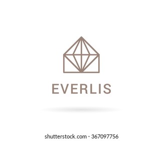 Beautiful vector logo in the modern linear style. Fashion and beauty, knitting and sewing, women's clothing boutique.