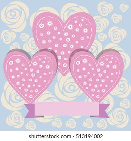 beautiful vector love heart sweets with banner for text, Colored wedding, valentine illustration with hearts, Valentines day, Valentine, Valentine's day, love and hearts, love