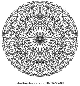Schöne Vektormandala-Kunst oder runder Muster für Dekorationselemente, Meditationsplakat, Stress Relief, Henna, Erwachsenenfarbenbuchseite, Dekorationskarte.