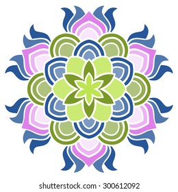 Beautiful  vector  mandala Flower. Ornamental round floral object.