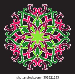 Beautiful  vector  mandala Flower. Ornamental round floral object.