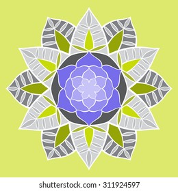 Beautiful  vector  mandala Flower. Ornamental round floral object.