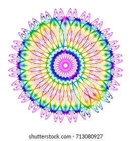 Beautiful Vector Mandala. Rainbow color on white. Vector illustration. Patterned Design Element.