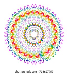 Beautiful Vector Mandala. Rainbow color on white. Vector illustration. Patterned Design Element.