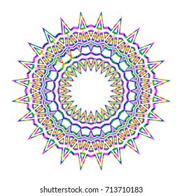 Beautiful Vector Mandala. Rainbow color on white. Vector illustration. Patterned Design Element.
