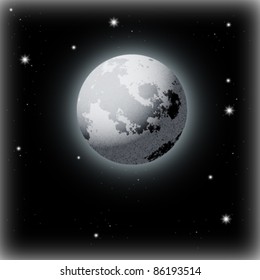 Beautiful Vector Moon Illustration