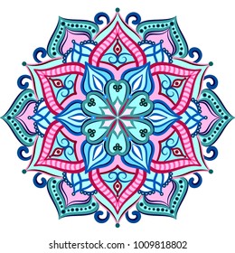 Beautiful vector multicolored mandala. Lace background. an be use for wedding or invitation card. Ethnic henna style.
