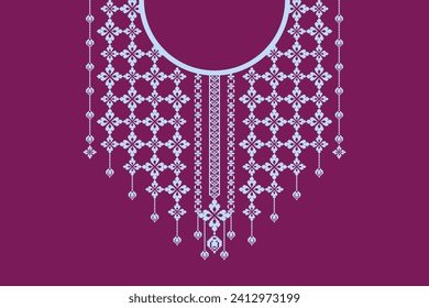 Beautiful vector neckline embroidery design for decorative artwork illustration fabric and cloth.