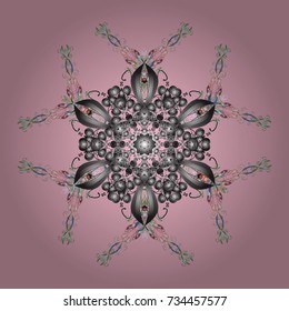 Beautiful vector neutral, gray and blue snowflakes isolated on a colorful background. Snowflakes, snowfall. Falling Christmas stylized snowflakes. Illustration.