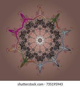 Beautiful vector neutral, gray and brown snowflakes isolated on a colorful background. Snowflakes, snowfall. Falling Christmas stylized snowflakes. Illustration.