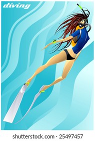 Beautiful vector ocean diver