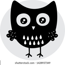 Beautiful vector owl black silhouette