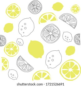 hermoso patrón vectorial ilustraciones de color limón, medio limón, un trozo de limón